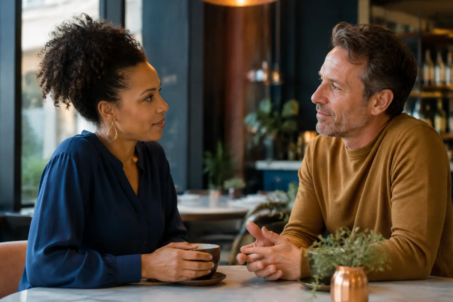 Couple reprenant le dialogue après une période de distance
